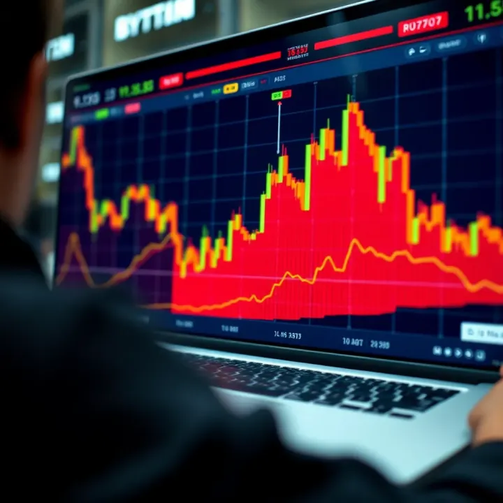 Graph showing upward trends and indicators used in binary options analysis