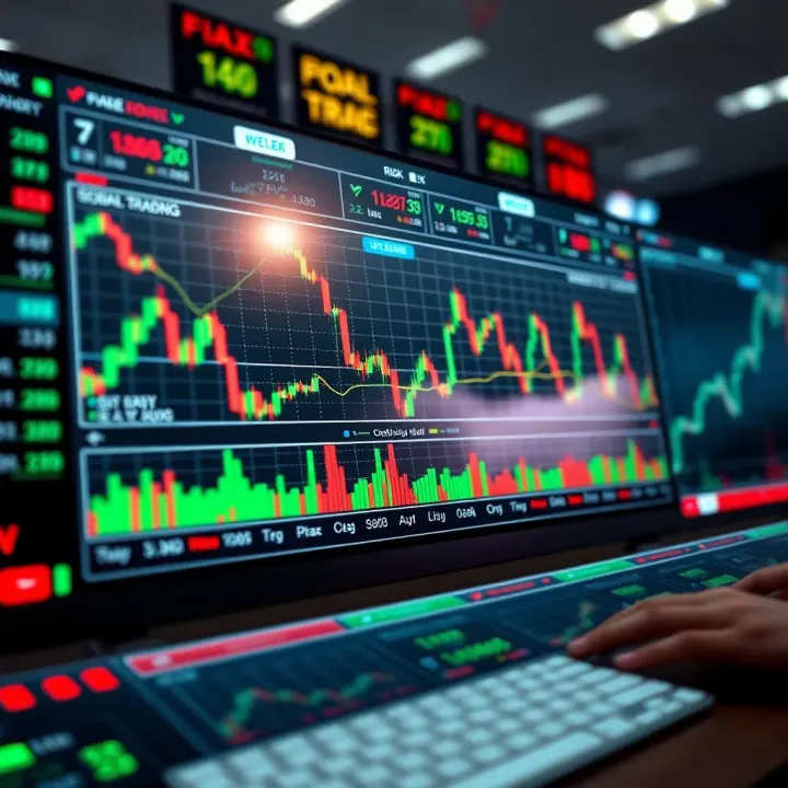 Conceptual dashboard displaying forex market analysis and risk management indicators