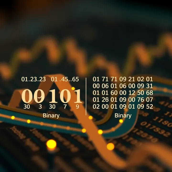 Diagram showing the comparison between decimal and binary number systems with their respective bases
