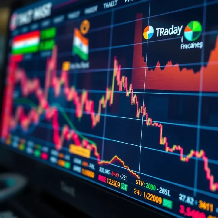 Graph showing intraday stock price fluctuations on Indian stock exchange