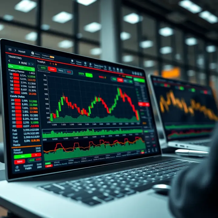 Digital trading platform displaying real-time market data and risk management tools