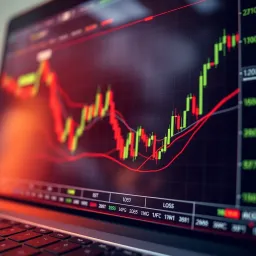 Chart showing intraday stock trading with profit and loss indicators