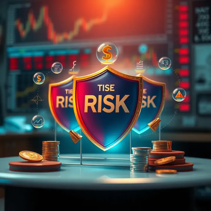 Conceptual illustration of risk management in intraday trading with protective shields and financial symbols