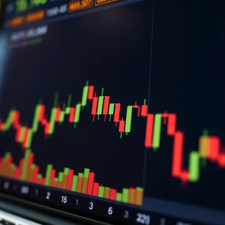 Detailed candlestick chart showing bullish and bearish patterns with price movement