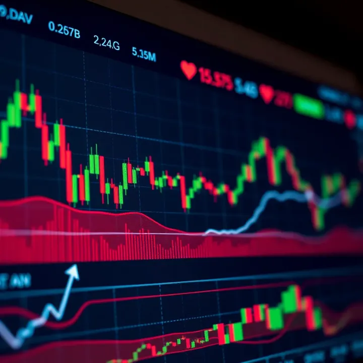 Illustration showing various types of chart patterns including head and shoulders, double top, and triangles on a stock price chart