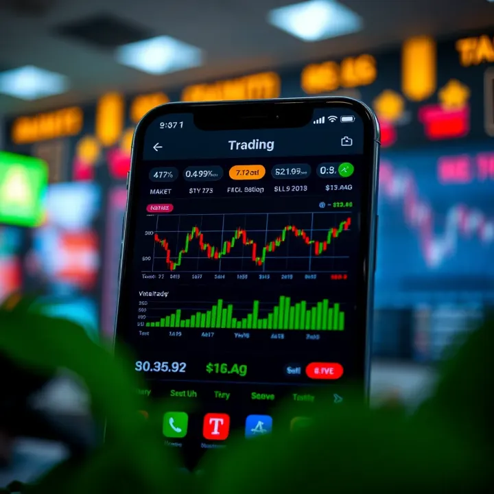User interface of a popular Indian trading application showing stock market trends and trading options