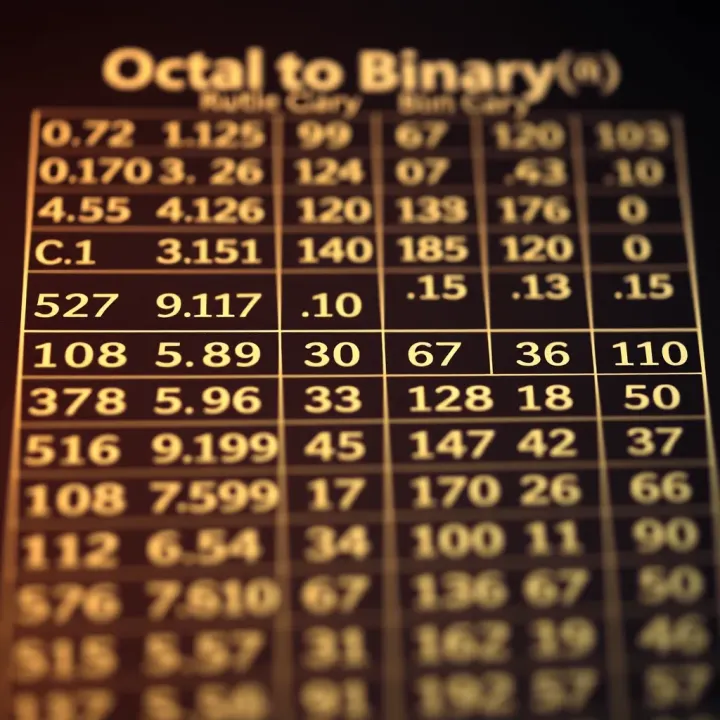 Example chart showing octal digits alongside their equivalent binary representations