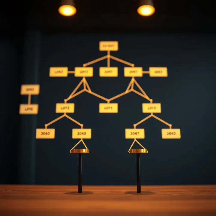 Diagram illustrating an optimal binary search tree structure showing weighted nodes and their hierarchical arrangement
