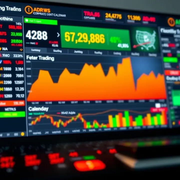 Dashboard displaying key metrics for options trading including volatility index and upcoming corporate events calendar