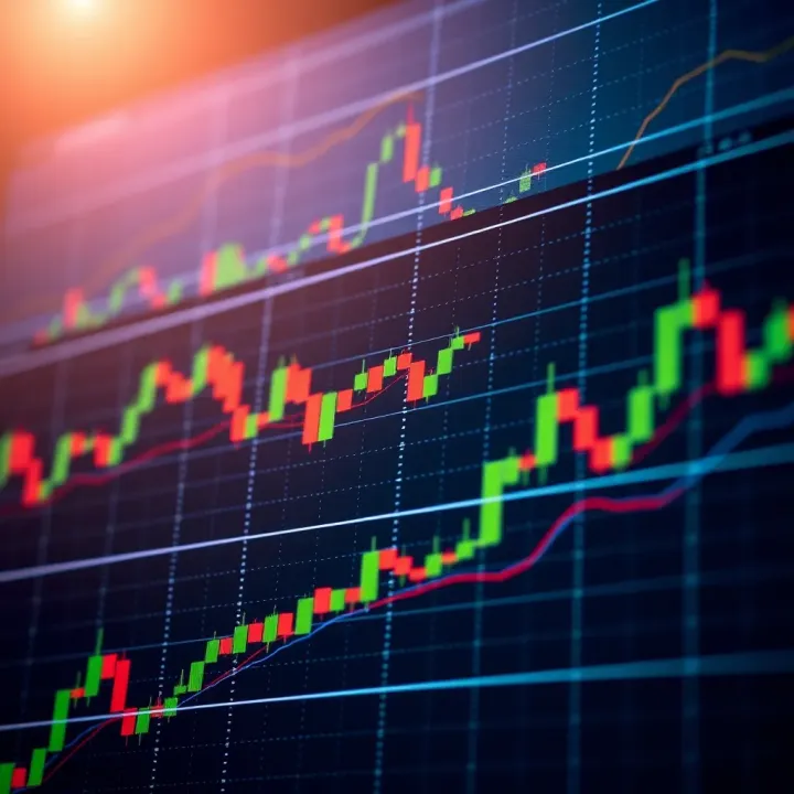 Illustration showing key continuation chart patterns like flags and pennants on stock price graphs