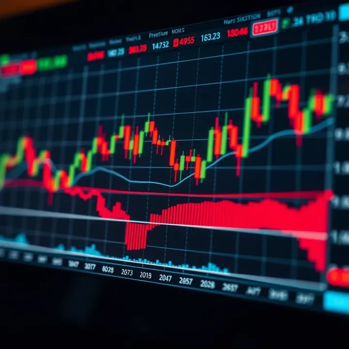Forex trading chart showing currency pair price movements with technical indicators
