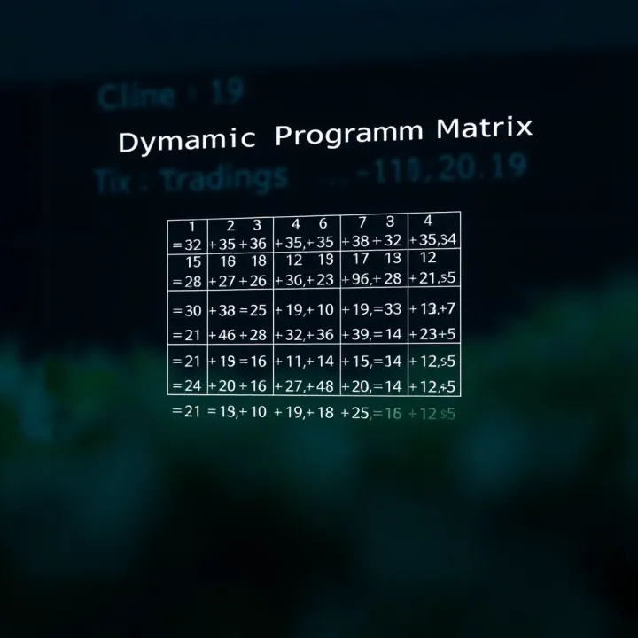 Matrix representation showing dynamic programming table used to calculate minimum expected search cost for binary search tree construction