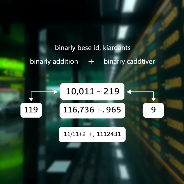 Diagram illustrating the rules and flow of adding binary digits with carryover