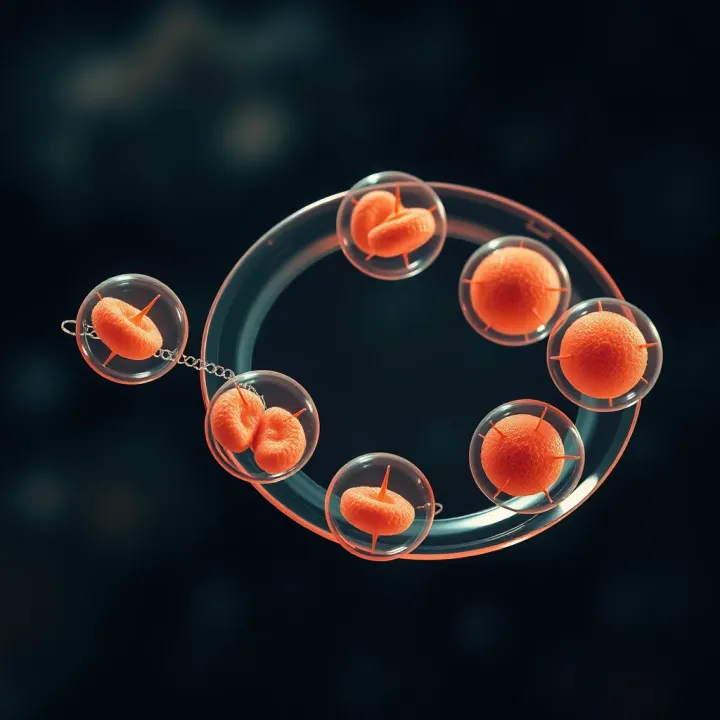 Illustration highlighting different stages of binary fission in a single-celled organism