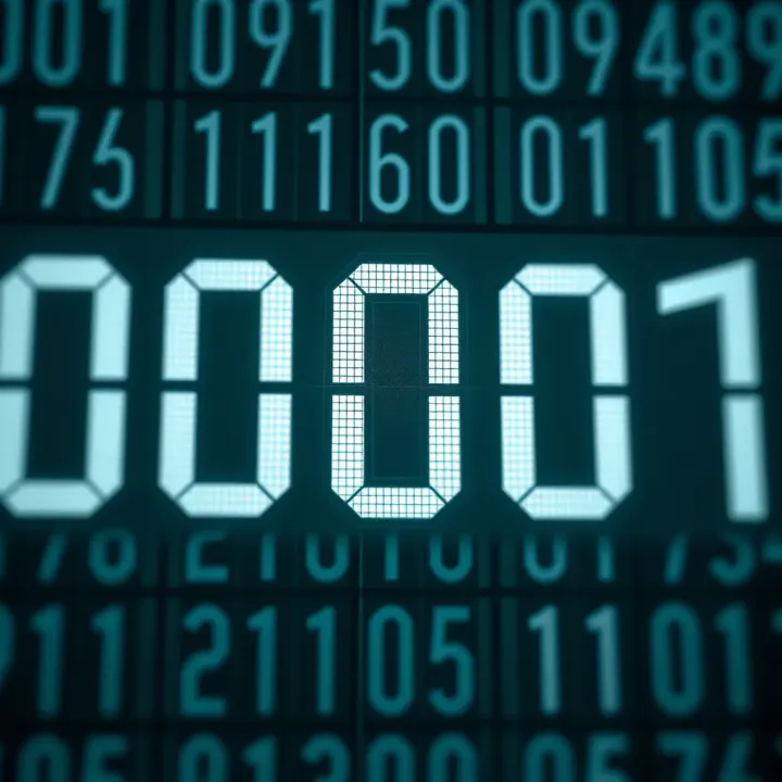 Illustration showing the binary number system with digits zero and one arranged in a sequence