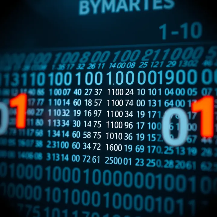 Binary representation chart showing decimal values alongside binary codes