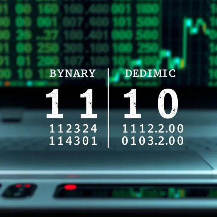 Diagram illustrating conversion between binary and decimal numeral systems