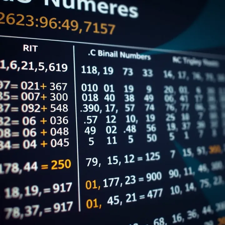 Chart showing conversion between decimal and binary numbers with examples