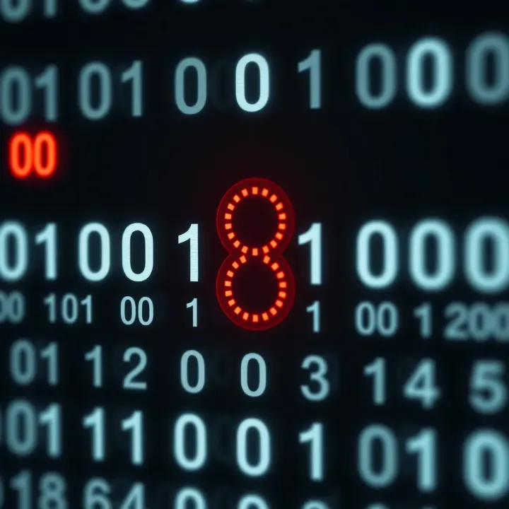 Diagram showing binary digits representing the decimal number eight