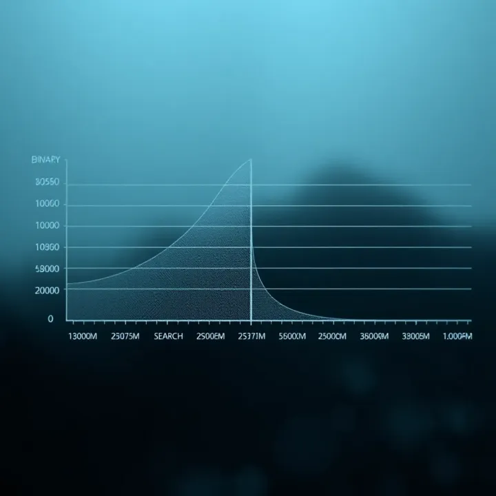 Comparison chart showing binary search versus linear search in terms of efficiency and performance