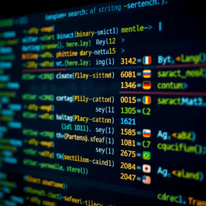 Graphical representation of different binary search outcomes in various programming languages
