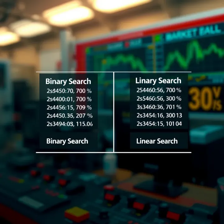 Comparison diagram highlighting efficiency differences between binary search and linear search methods