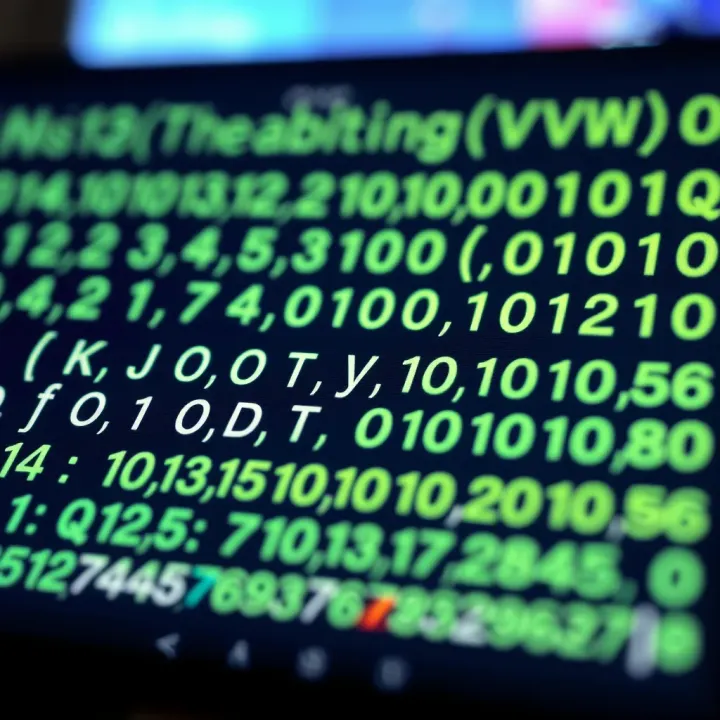 Visual representation of binary code converting to alphabetic characters using ASCII encoding