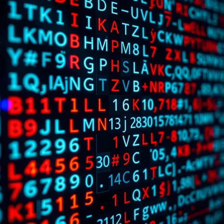 Visual representation of Unicode character encoding displaying diverse alphabets and symbols in digital format