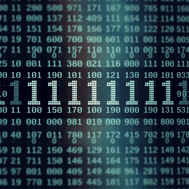 Diagram showing binary digits converting into ASCII characters