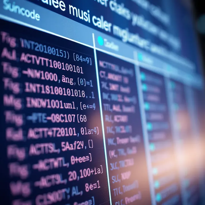 Comparison chart showing different character encoding standards including ASCII and Unicode