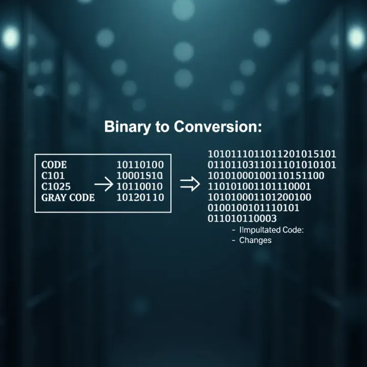 Diagram illustrating the transformation from binary code to Gray code with highlighted bit changes