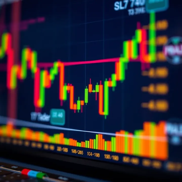 Candlestick chart showing bullish and bearish patterns indicating market trends