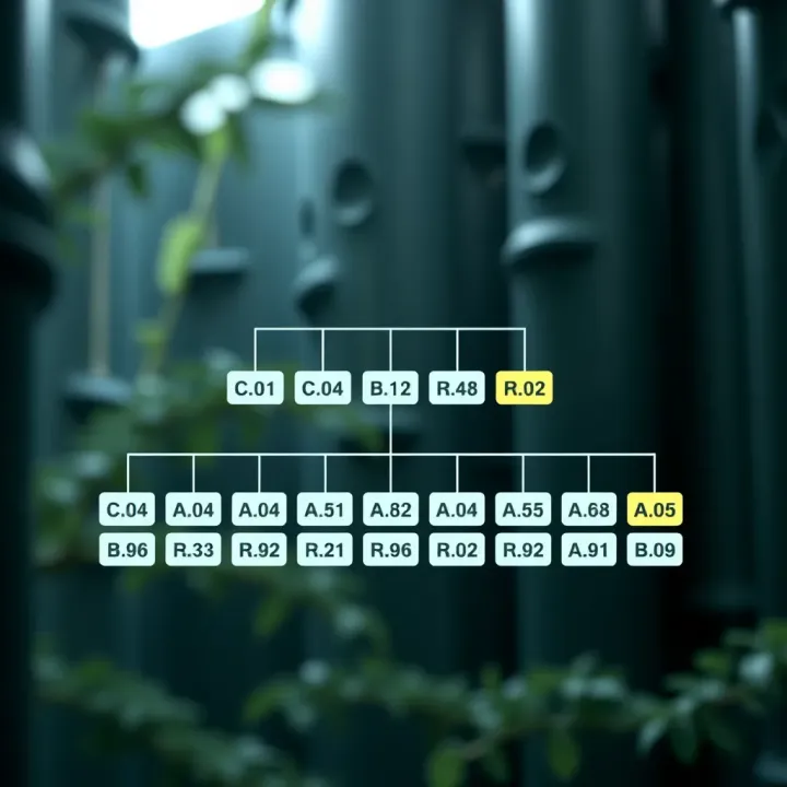 Diagram illustrating a classic binary search tree with nodes arranged in sorted order