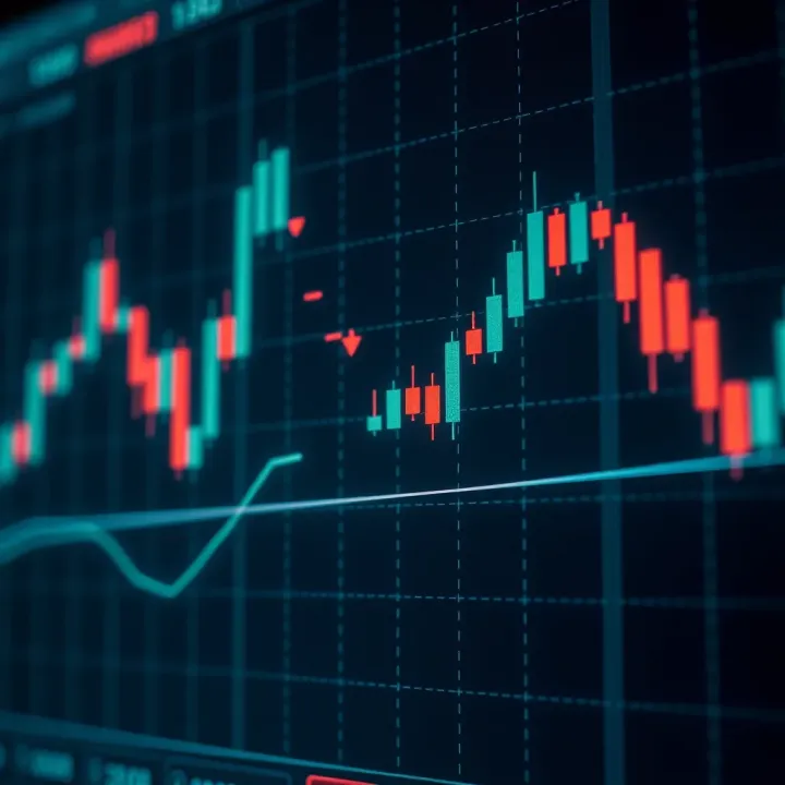 A candlestick chart showing a bullish engulfing pattern indicating a potential upward trend in market prices