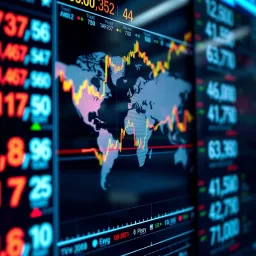 Digital illustration of global currency exchange rates displayed on a futuristic financial interface