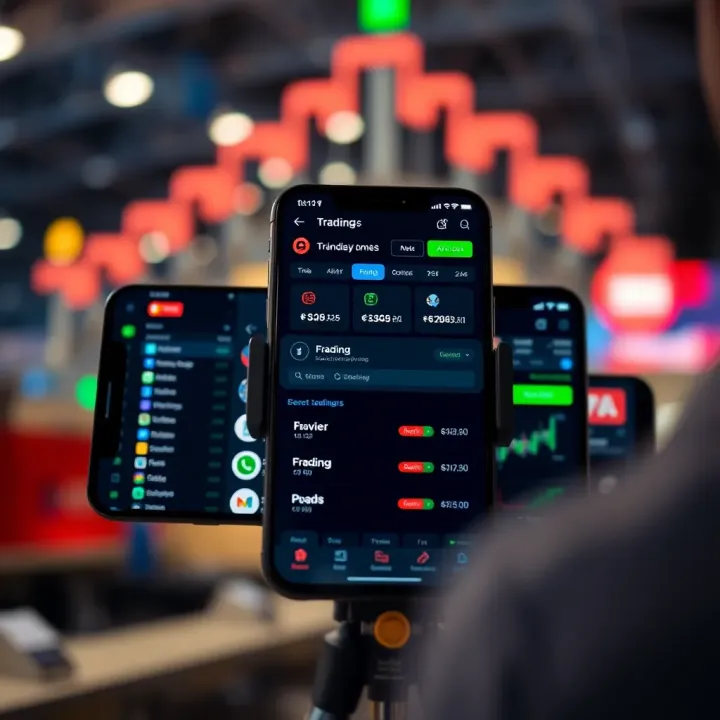 User interface of a free bonus trading app displaying various trading options and bonus offers