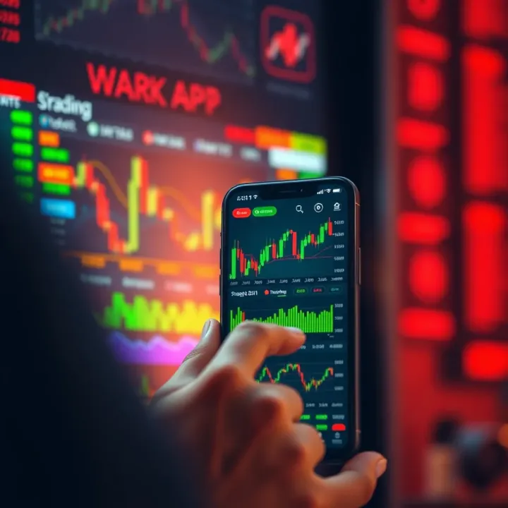 User navigating a mobile trading app interface displaying stock charts and market data