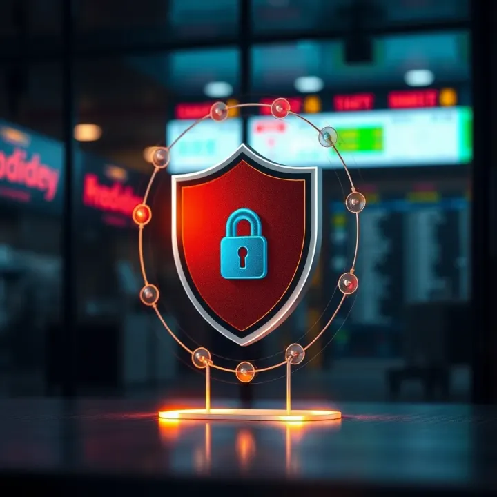 Security Features Ensuring Safe Trading Environment Secure digital shield icon representing the safety features of the trading platform