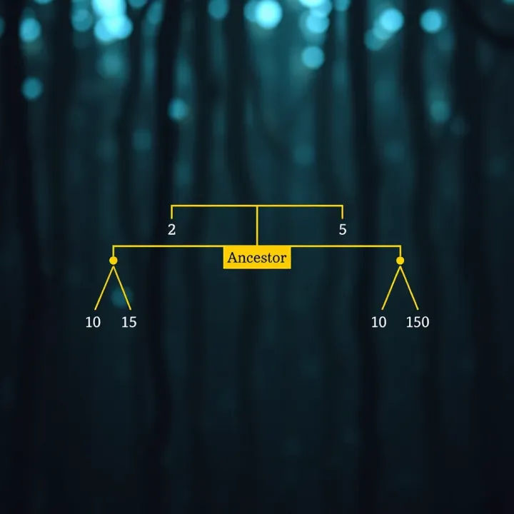 Diagram illustrating the lowest common ancestor in a binary tree with highlighted ancestor node