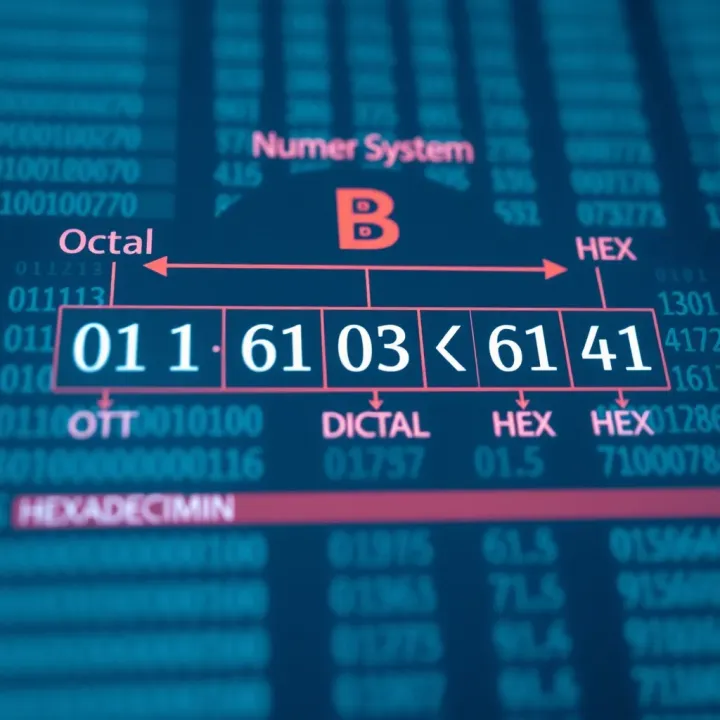 Diagram showing the bases and symbols used in binary, octal, decimal, and hexadecimal number systems
