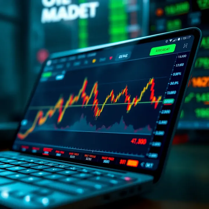 User interface of an oil trading app displaying real-time oil price charts and market data