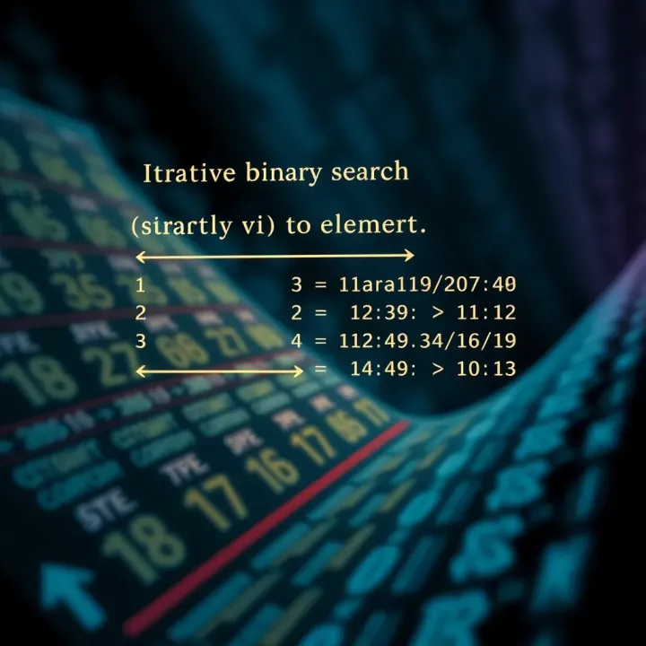 Diagram showing iterative binary search dividing a sorted array to locate an element efficiently