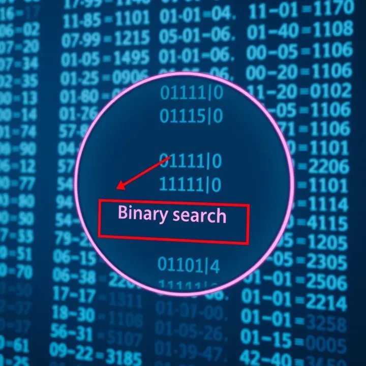 Diagram illustrating the binary search algorithm dividing a sorted list to locate a target value